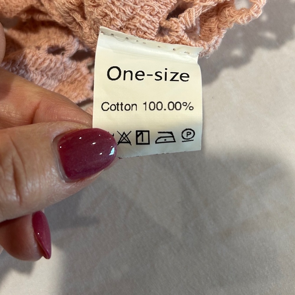 Dusty Rose Mauve Pink Crochet Floral Lace Poncho Top One Size Boho Cottagecore - Picture 7 of 9